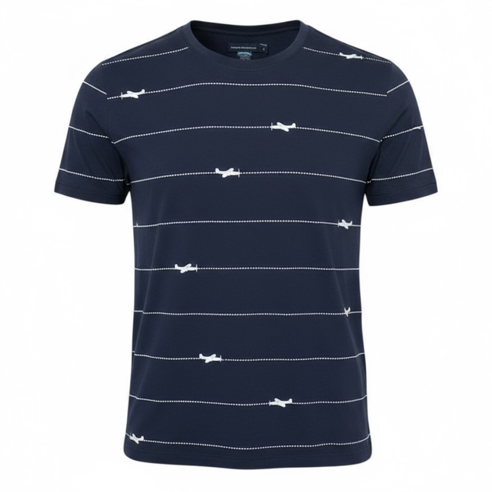 ✈️ French Connection Navy Tee w/‎ White Planes 🧭 Size M